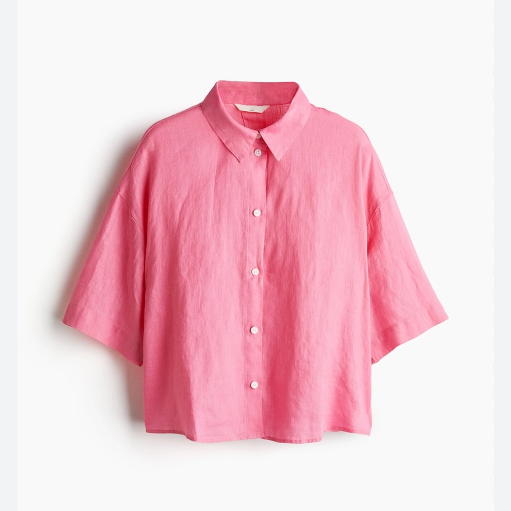H&M | Natural Linen Airy Collared Shirt